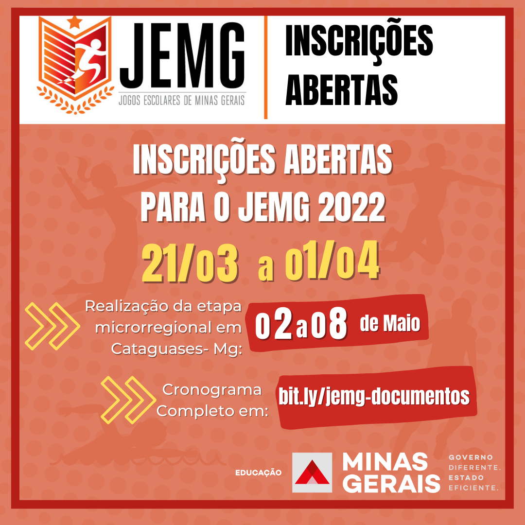 Cronograma de Execução dos Jogos Escolares de Minas Gerais – JEMG/2022